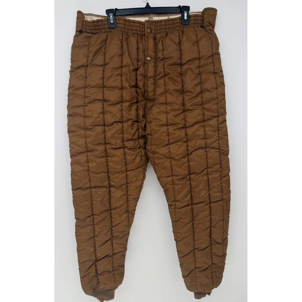 Vintage RefrigiWear Quilted Insulated Pants Brown Size XL Style 80B Made in USA